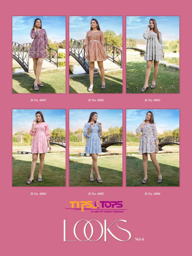 Looks Vol 6 By Tips And Tops Printed Rayon Western Short Tunic Ladies Top Wholesale Price In Surat
